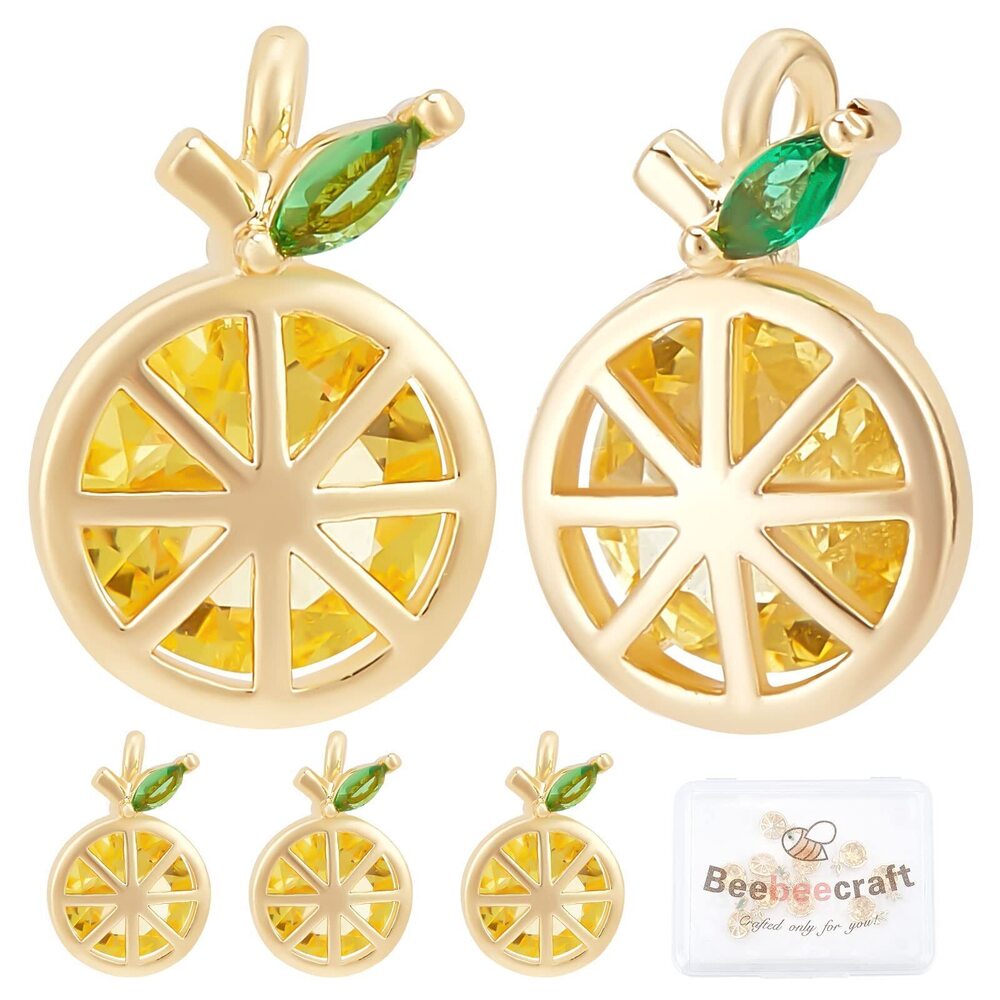 8560 10Pcs/Box Lemon Charms 18K Gold Plated Brass Yellow Fruit Charms
